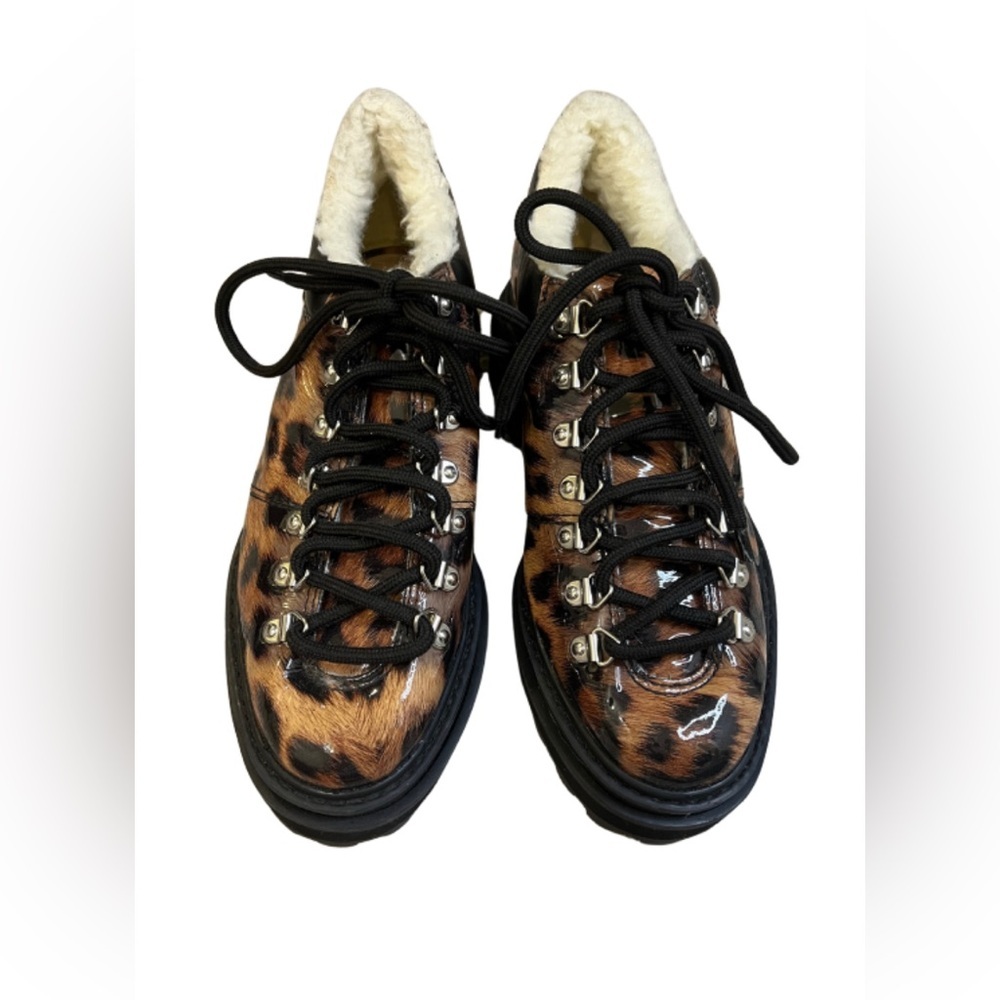 Schutz Women Lucille Faux Shearling Lined Loafer Leopard Print Size 6